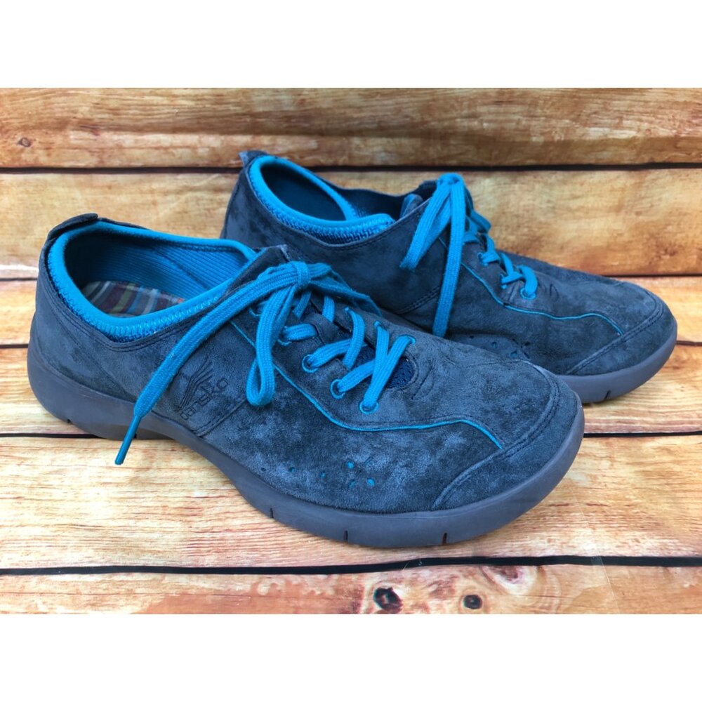 Dansko Elise Womens 40 / 9.5-10 Slip Resistant Blue Suede Lace-up Shoes  (k7i)